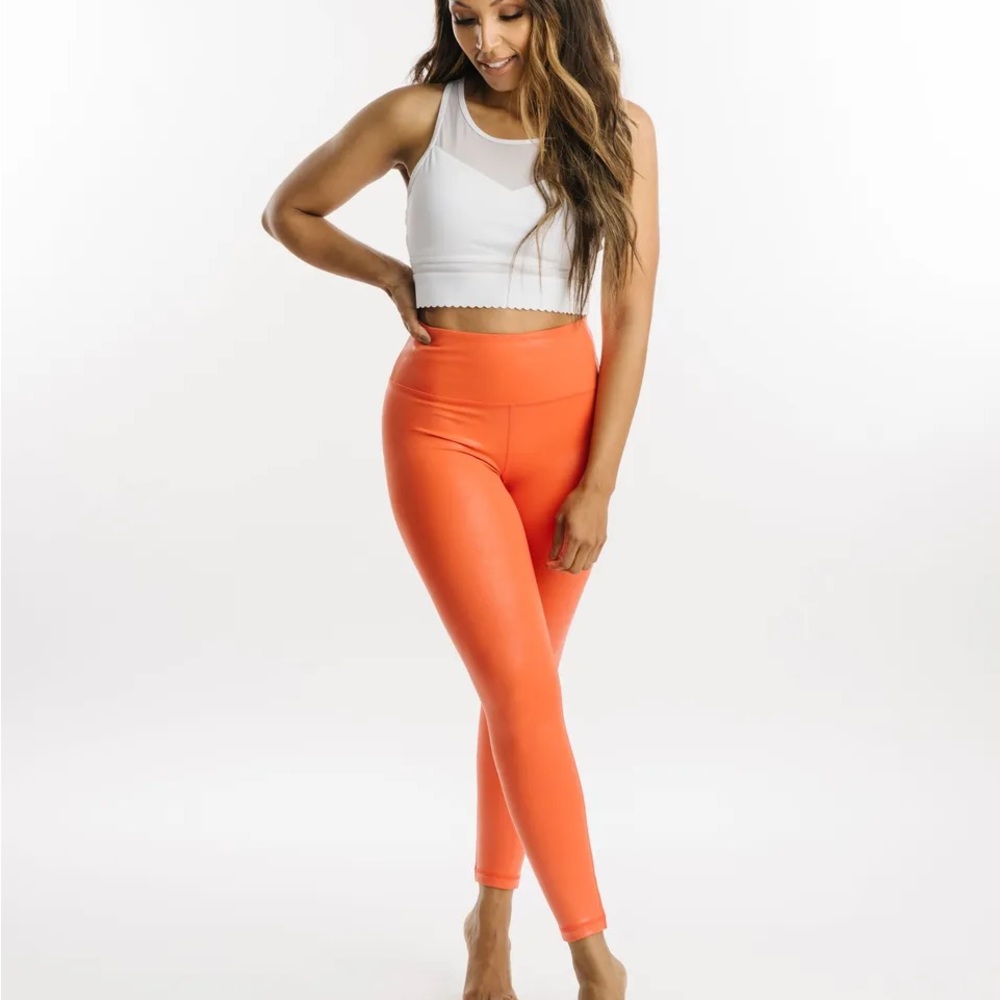 Women's Tangerine Metallic ZYIA Leggings BRAND NEW with tags
